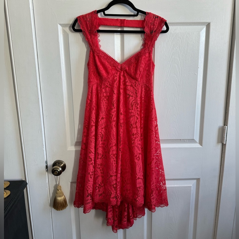 Free People red lace dress, Size 2